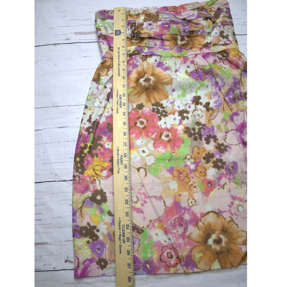 J.Crew Cotton Silk Floral Strapless Mini Dress Size 8 Wedding Guest Boho - Picture 5 of 9
